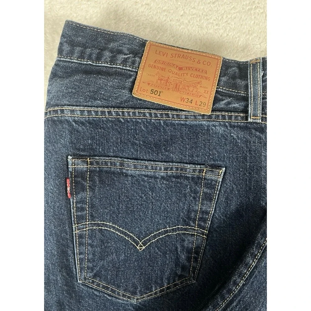 Levi's 501 Premium‎ Dark Wash Denim Jeans Men's Sz 34x29 (36x29) Button Fly USA